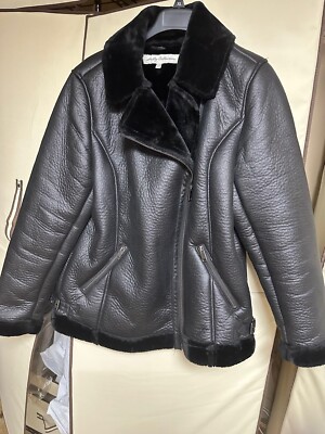 Sebby Collection Black Faux Leather Fur Moto Jacket Women's