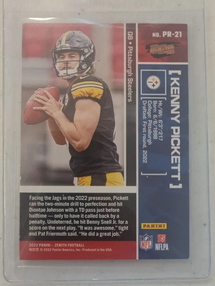 2022 Panini Zenith Kenny Pickett Revolution Rookie Card RC #PR-21 Steelers - Image 2 of 2