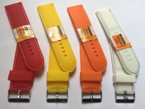 28mm Silikon Uhrenarmbänder Diloy Auswahl in Rot-blau-orange-gelb-weiß - Picture 2 of 36