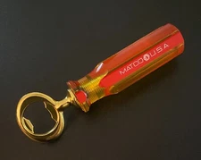 Matco Bottle Opener [ Seller's Creation ] Brass Opener Yellow & Red Handle
