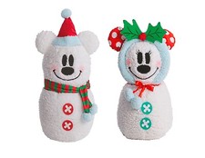 Disney Mickey Mouse  Minnie Mouse Sherpa Snowman Greeters Christmas Set NWT