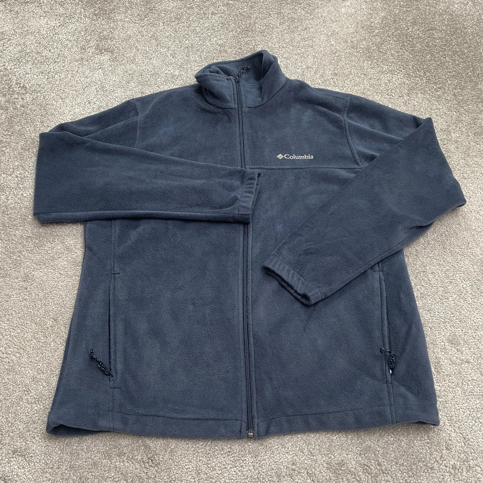 Columbia Steens Mountain Fleece Jacket Men Larg Blue Full Zip Pockets Outdoor