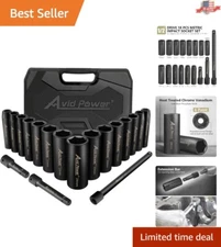 Easy Identification Metric Drive Impact Socket Set - 18pcs with Extension Bars