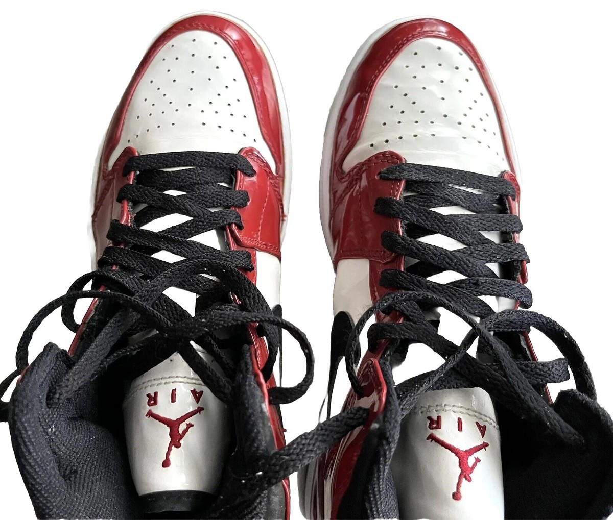 VTG) AIR JORDAN 1 'CHICAGO BULLS' 2003 PATENT-LEATHER WHITE