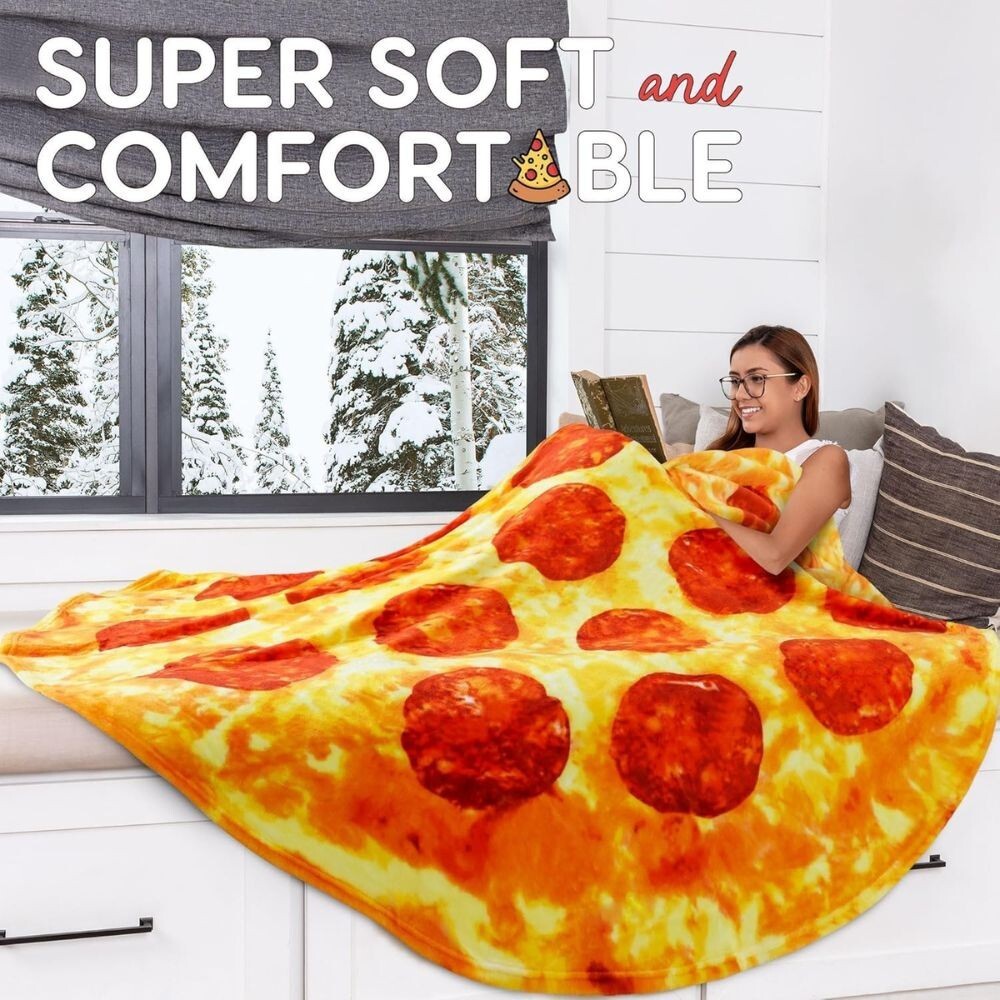 Zulay Pepperoni Pizza Blanket - Novelty Big Pizza Blanket Adult and Kids