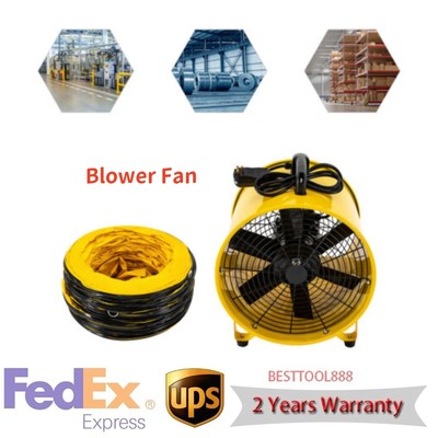 12/16'' Utility Blower Fan CFM High Velocity Ventilator Fan w/10m Duct Hose