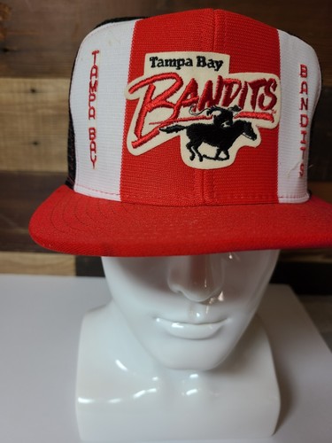 Vtg Tampa Bay Bandits Football USFL Snapback Hat Trucker 80s AJD Lucky Stripes - Picture 7 of 9