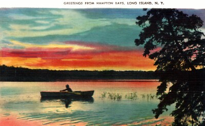 Hampton Bays, Long Island New York Boating In The Sunset Postcard COPY #84751