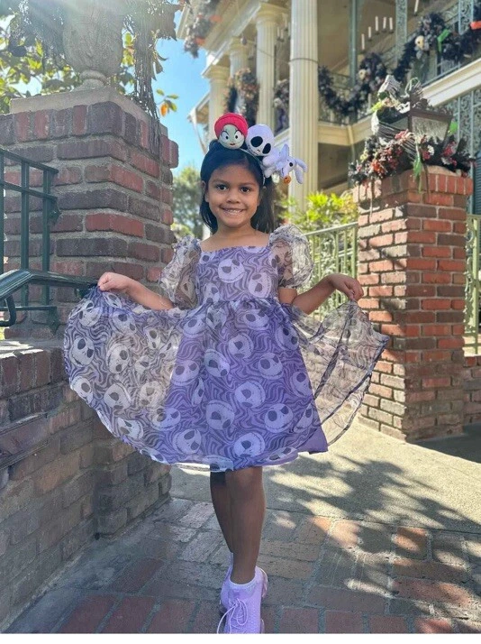 The Nightmare Before Christmas GIRLS Jack Skellington Tulle Dress Purple XL14 - Image 4 of 4