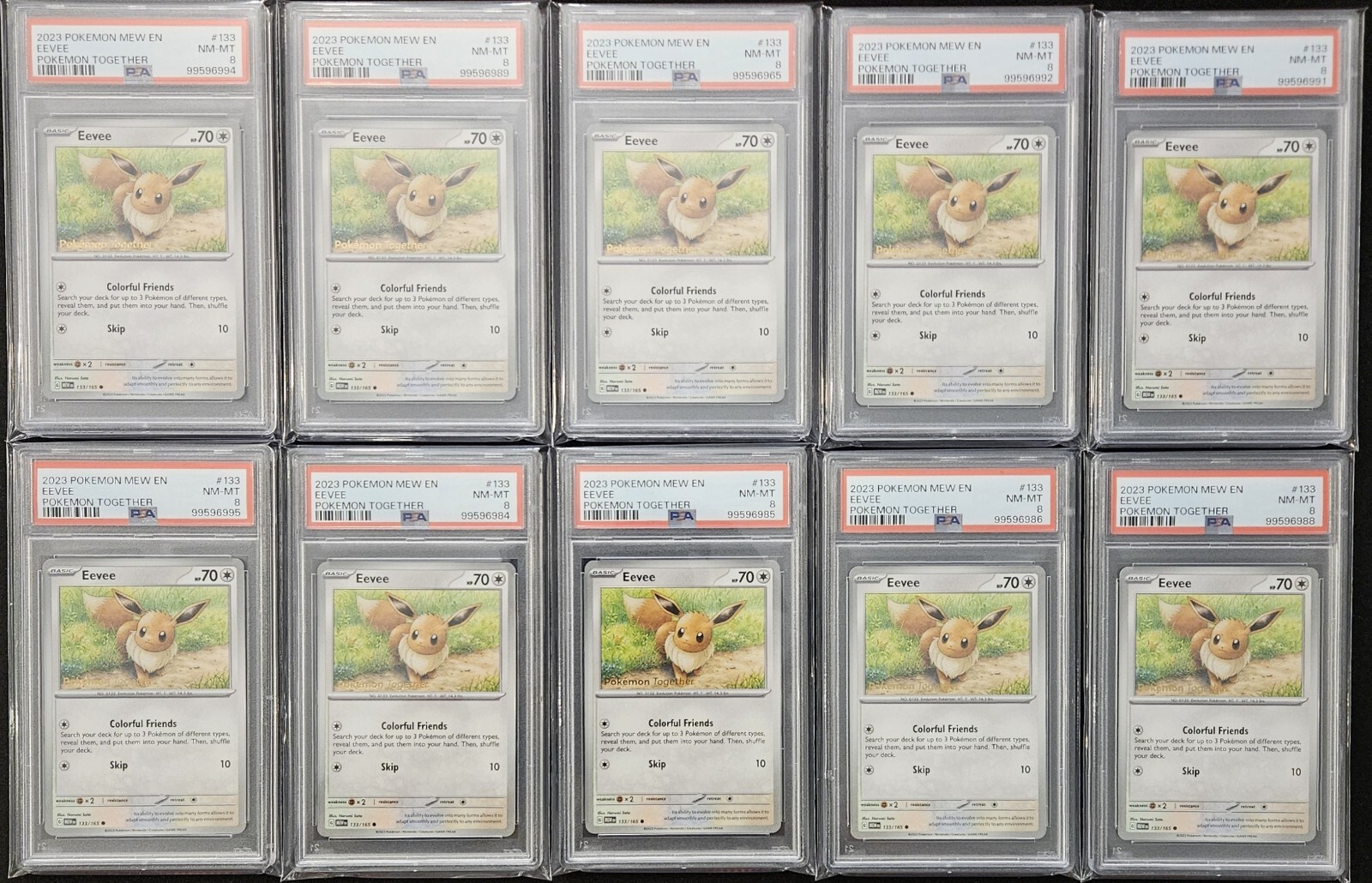 10 PSA 8 NM-MT Eevee 133/165 Pokémon Together Stamped Promo Pokémon TCG 2023