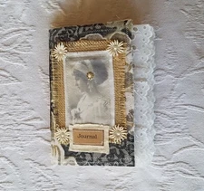 Handmade Vintage Junk Journal with Four Flowers
