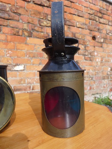 Antike Eisenbahnlampe inkl. Einsatz Display Sammler grün rot weiß Filter * - Bild 9 von 12