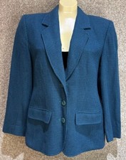 Pendleton Womens Blue Houndstooth Wool Button Coat Blazer Jacket Size 6 Career