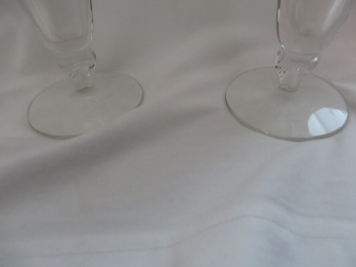 Libbey Aqua & Silver Atomic Fish Pilsner Beer Glasses Footed Set of 4 MCM - Picture 4 of 4