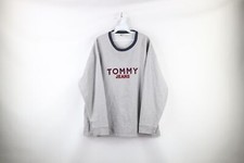 Vintage 90s Tommy Hilfiger Mens XL Faded Spell Out Crewneck Sweatshirt Gray