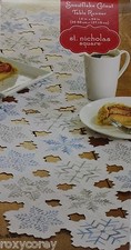 Christmas St Nicholas Square White Snowflake Cutout Table Runner 14x54 in NWT
