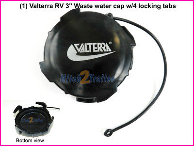 RV Valterra Waste Valve Sewer Cap Bayonet 3'' with strap Travel Trailer Motorhome