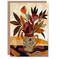 Rustikal Herbstlich Blumenstrauß Vase Frau Geburtstagskarte