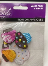 Next Style Iron-On Cupcake Appliques 6-Piece Value Pack NEW