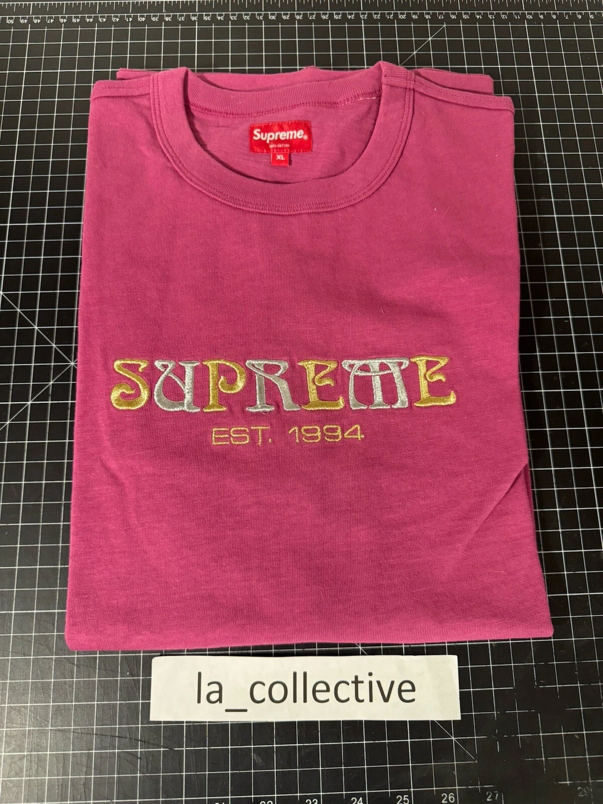 Tee shirt rose extra large logo Supreme Nouveau FW18 Magenta XL