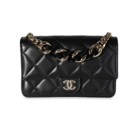 Chanel Black Lambskin Elegant Chain WOC 
