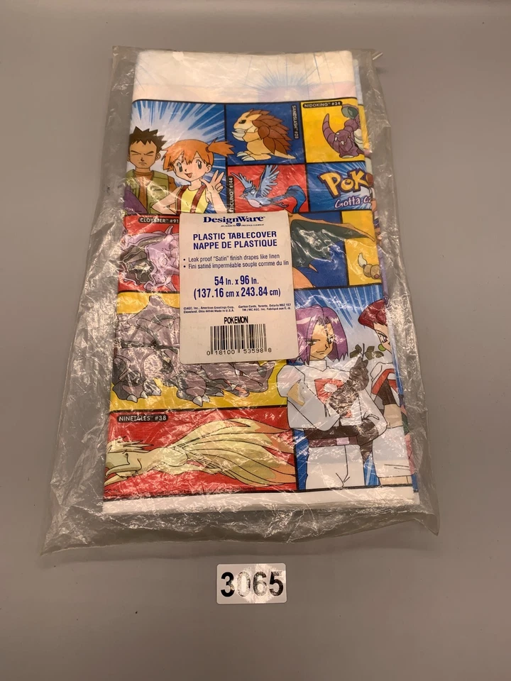 De colección Pokemon Plástico Mantel Ropa de Diseño Nintendo Ash Pikachu 1998 SELLADO Foto 3 de 3