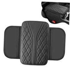 Car Center Console Cover with 2 Storage Bags, Leather Armrest Pad 1 PC Black