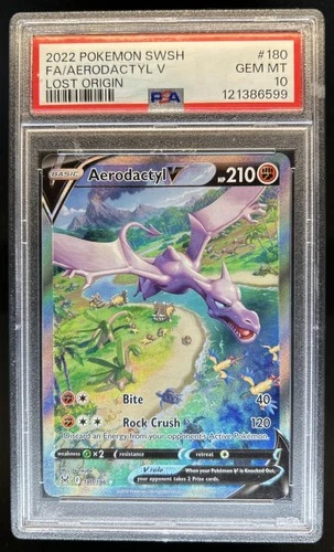 2022 Pokemon SWSH Lost Origin Aerodactyl V #180/196 PSA 10 GEM MINT