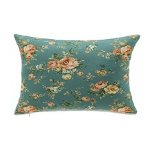 Rectangular Roses On Blue Background Pillow Cover