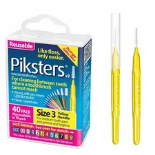 Piksters Interdental Brushes Size 3 Yellow 40 Count Durable Travel Friendly