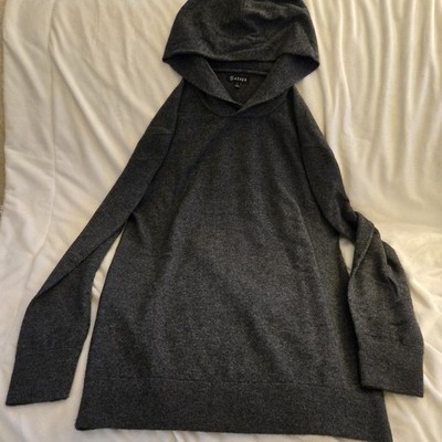 Asher Super Soft Charcoal Gray Wool Cashmere Hooded Pullover Sweater Size L