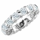 3 Ct Ice Blue Moissanite Wedding Band Eternity Ring Round VVS1 Silver Size 9