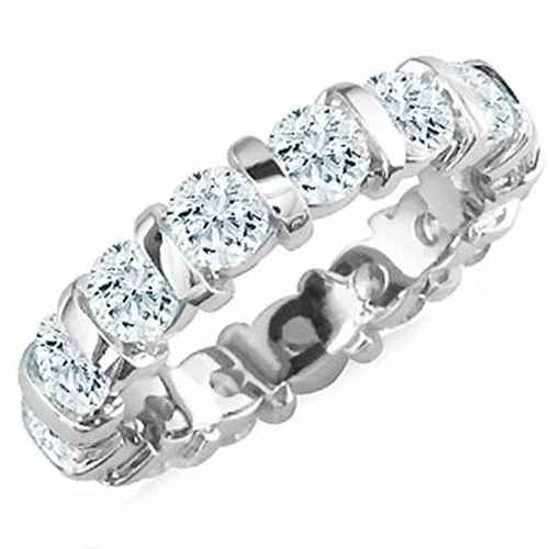 3 Ct Ice Blue Moissanite Wedding Band Eternity Ring Round VVS1 Silver Size 9