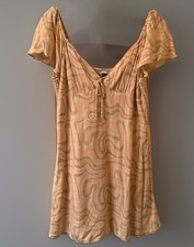 American Eagle Women’s Large Swirl Mini Dress Peasant Off Shoulder Smoked Lace