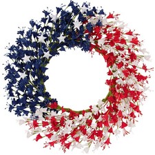 20 Inch Patriotic Forsythia Wreath for Front Door 4th of July Independence Day