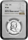 1962 50C Proof Silver Franklin Half Dollar NGC Graded PF 66 in New Holder