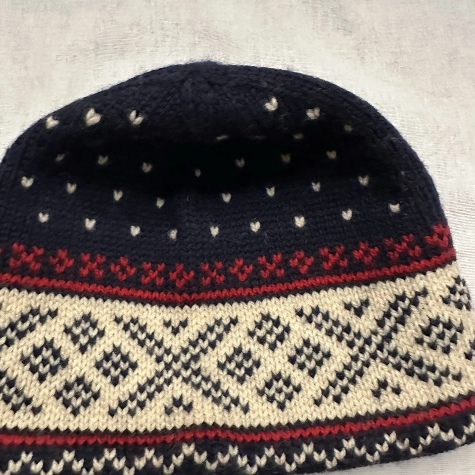 Polo Ralph Lauren 100% Lana Rojo Azul Marino Tejido Gorro De Colección Foto 3 de 4