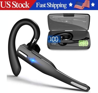 Trucker Wireless Bluetooth 5.1 Earpiece Headset Mic Earbud Noise Cancelling