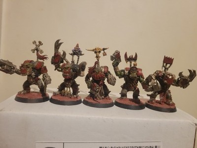 Games Workshop Warhammer 40k  Orks, Nobz X5, Fully Painted And Based