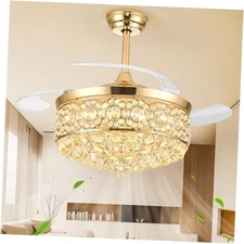 48" Fandelier Ceiling Fan with Light, Chandelier Ceiling Fans with 48 Inch Gold