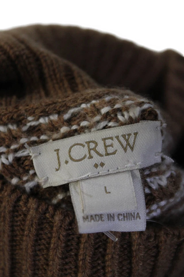 J Crew женщин в полоску длинным рукавом пуловер водолазка свитер верхний коричневый размер L - Изображение 4 из 4