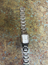 Fossil Women’s Rectangle Analog Wristwatch Silver Steel Bracelet Date 3 ATM
