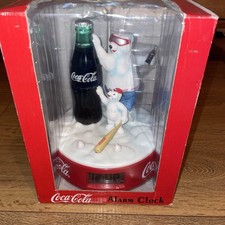 Coca Cola 1997 Polar Bear & Cub Baseball Themed Digital Alarm Clock New In Box