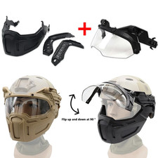 New Tactical FAST Helmet Half Face Mask with Flip Goggles Hunting CS Game Paintb