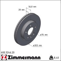 2X Zimmermann 600.3246.20 Bremsscheibe FüR VW Amarok 2HA 2HB S1B S6B S7A S7B
