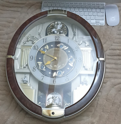 Seiko QXM487BRH Musical Analog Quartz Wall Clock Volume Control Brown/Sil/Gold