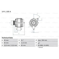 Bosch Generator Lichtmaschine 105A 14V FüR Fiat Punto Lancia Kappa SW Lybra