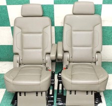 15 Gm Suv Swb Dune Gray Leather Rear Second Row Captains Heated Seats Pair 2x