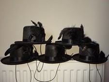 5 X Smiffy's Women's Black Mini Top Hat  Feather Bow Ribbon One Size