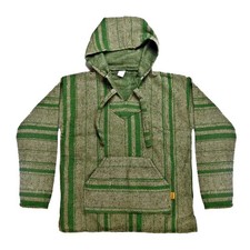 Baja Hoodie  Drug Rug  Mexican Poncho with Soft Inner Lining - Olive Green